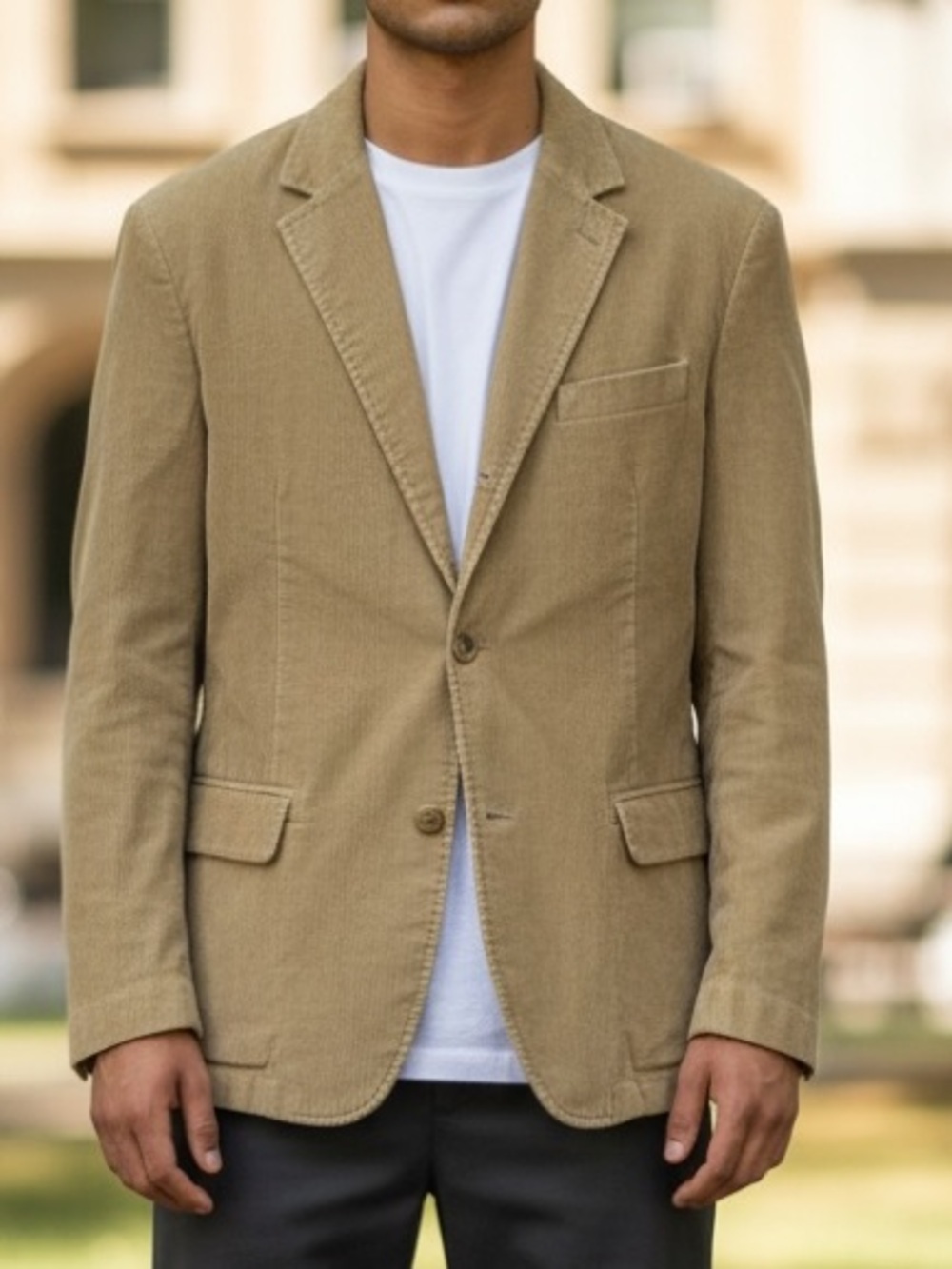 Men’s Gap Beige Corduroy Jacket Blazer Button  Up Size M with Pockets.